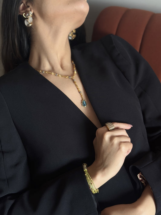 Luminara Drop Neckpiece + Chord Signet Ring