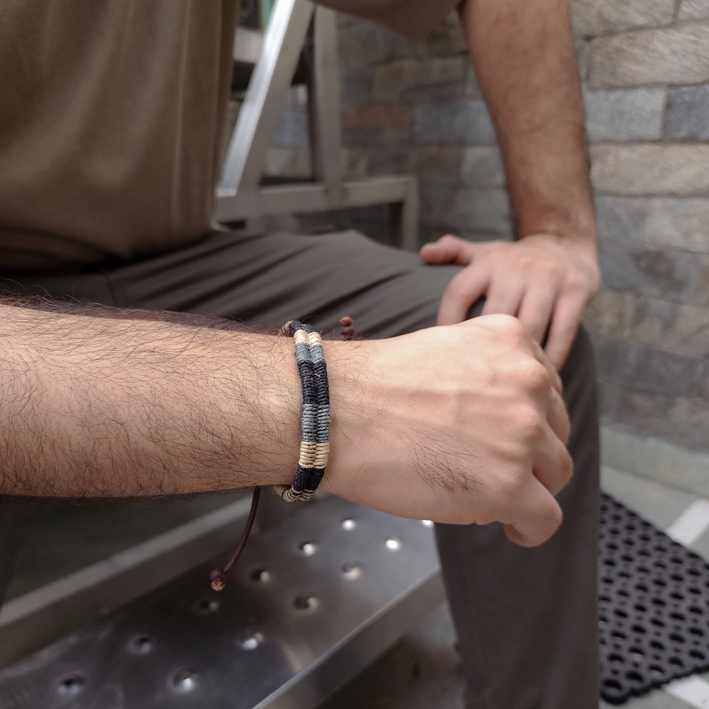 Grey and Beige woven bracelet