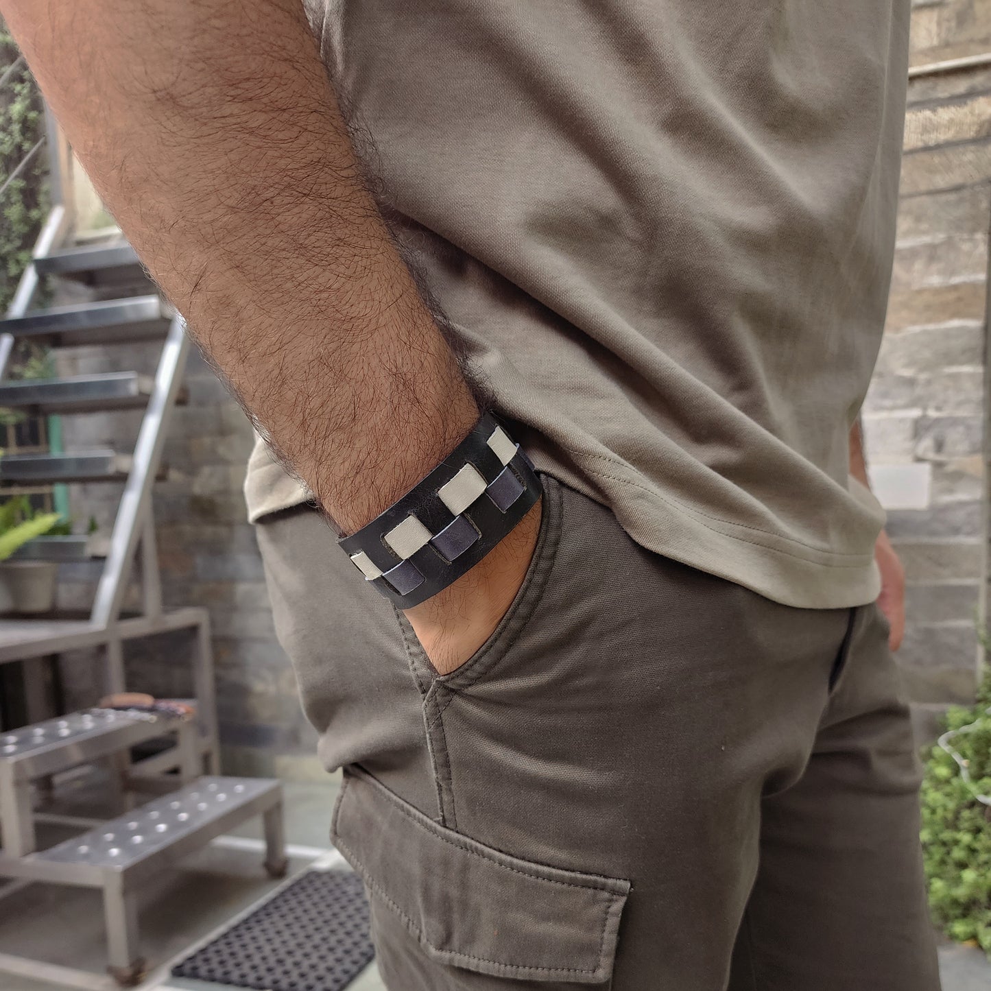 Black double woven bracelet