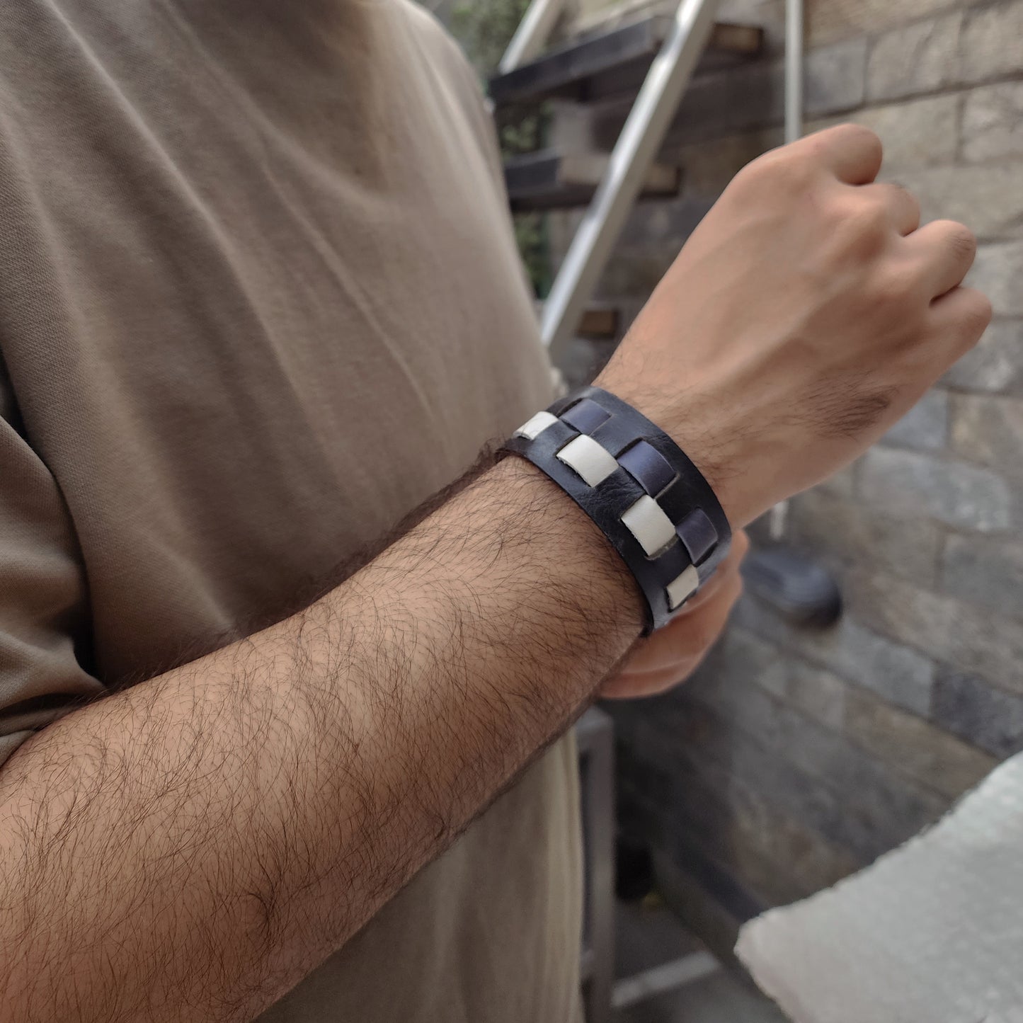 Black double woven bracelet