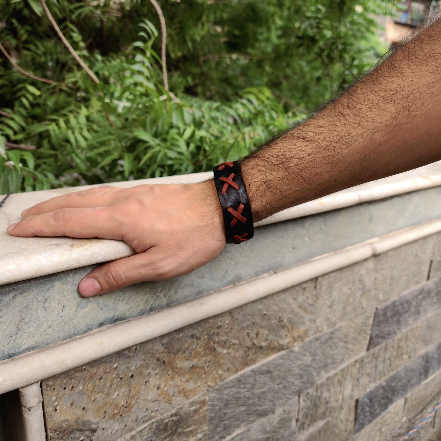Black & Red cross bracelet