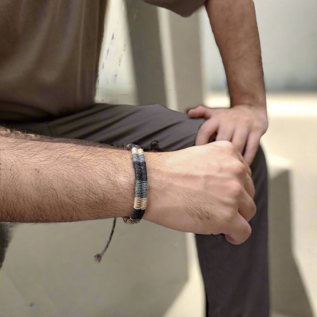 Grey and Beige woven bracelet