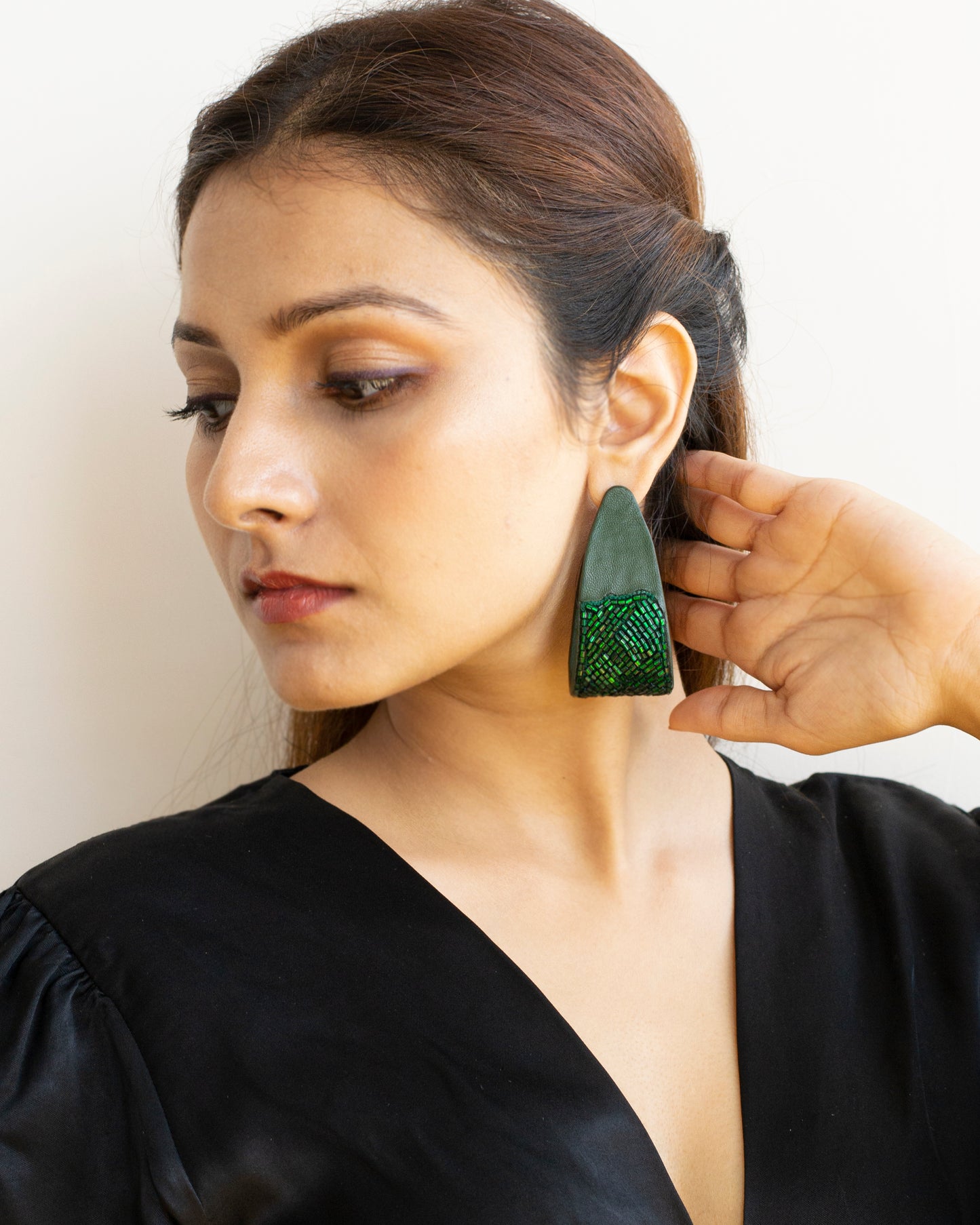 Emerald Embroidered Flat Hoops
