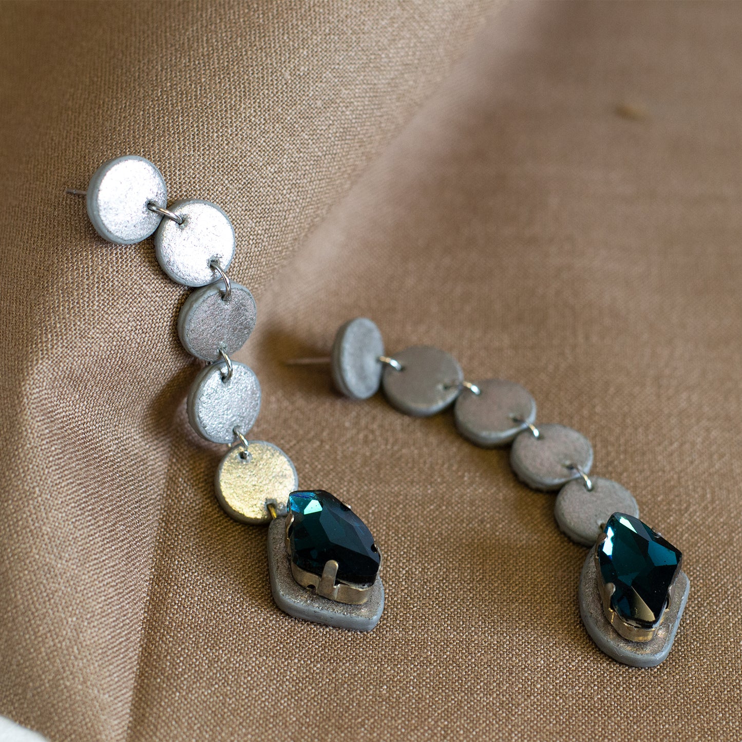 Chord Danglers with Stone - Silver