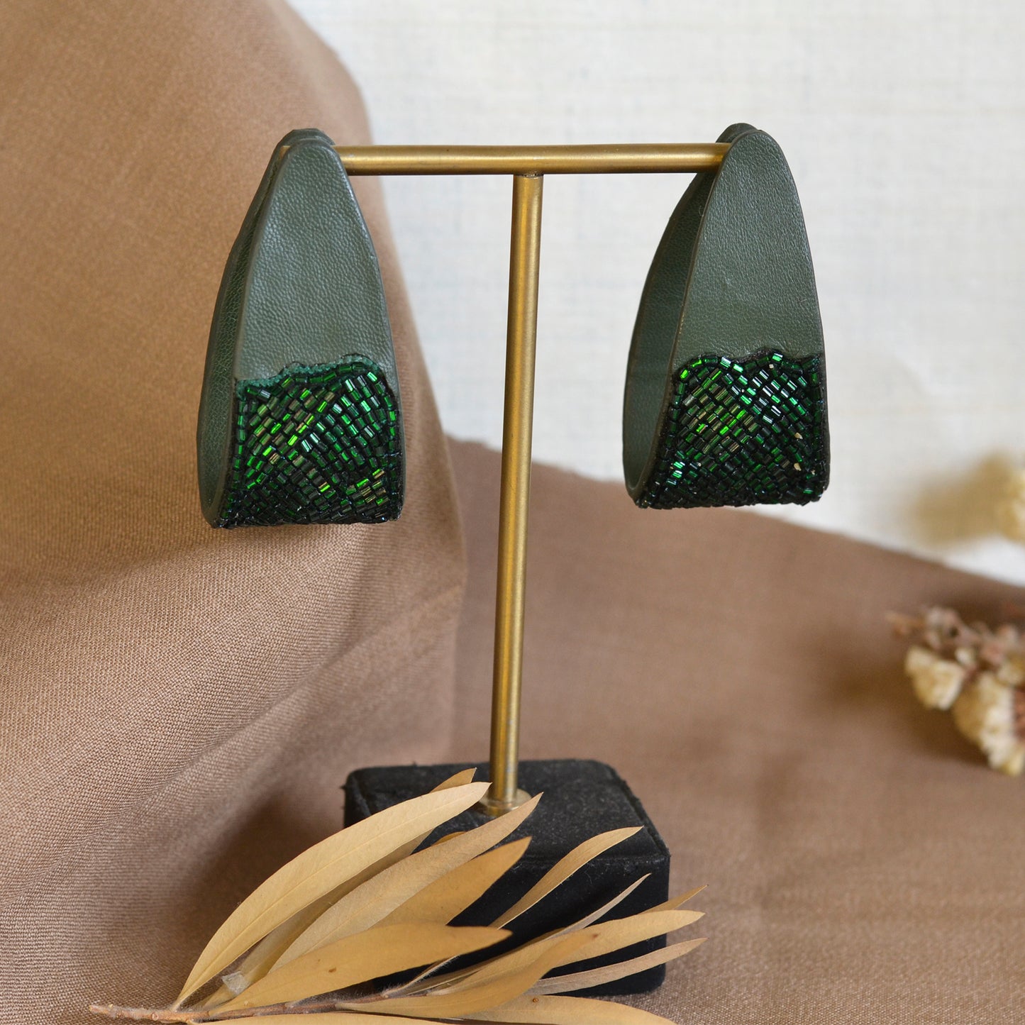 Emerald Embroidered Flat Hoops