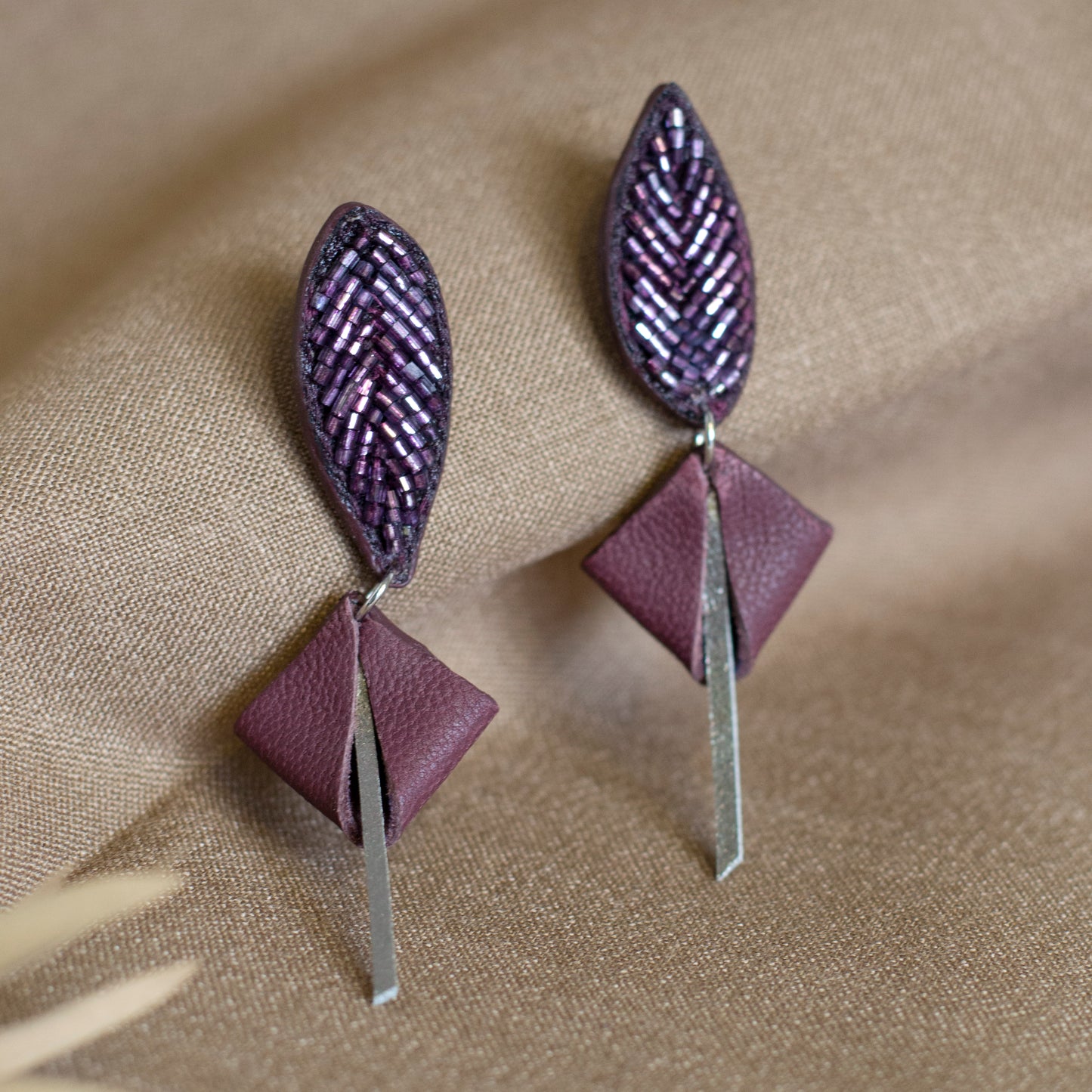 Leaf Embroidered Studs