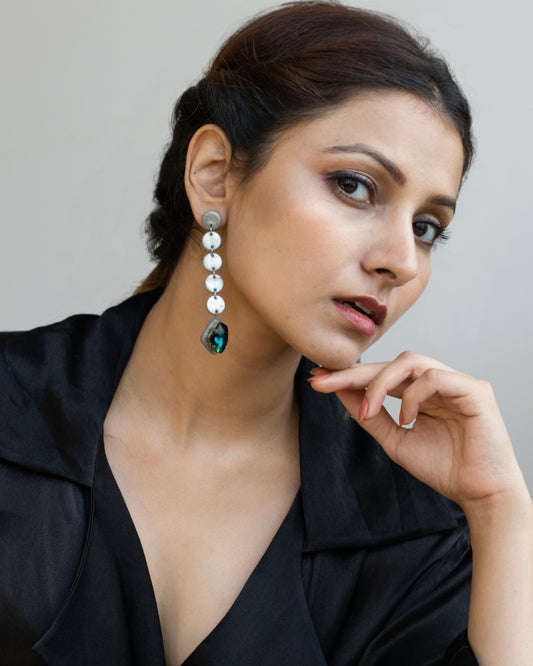 Chord Danglers with Stone - Silver