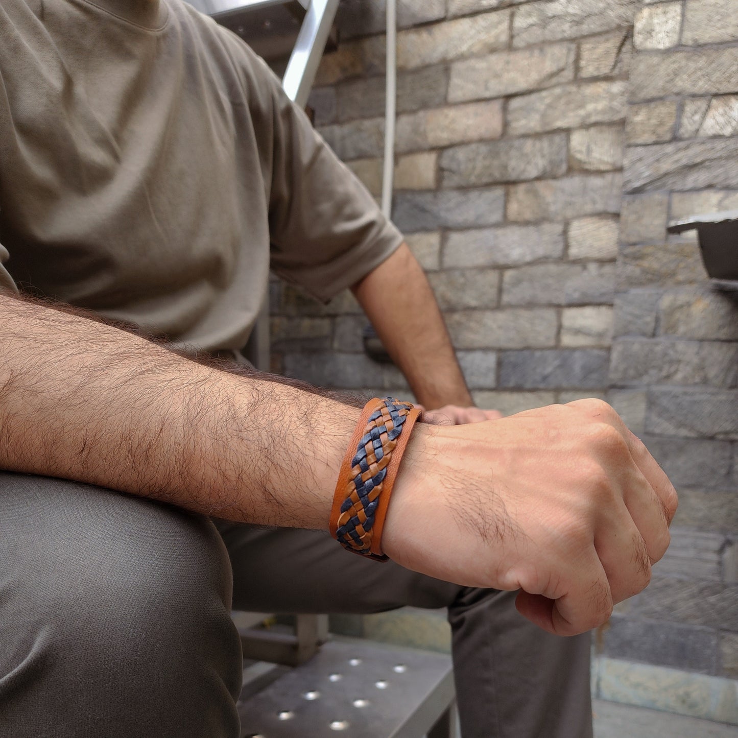 Tan and Black Braided bracelet