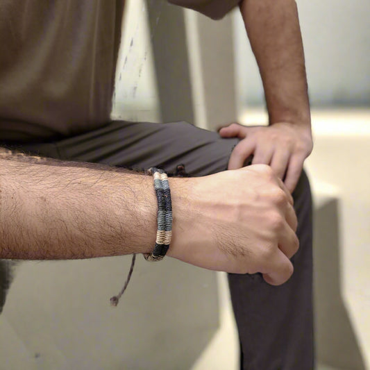 Grey and Beige woven bracelet