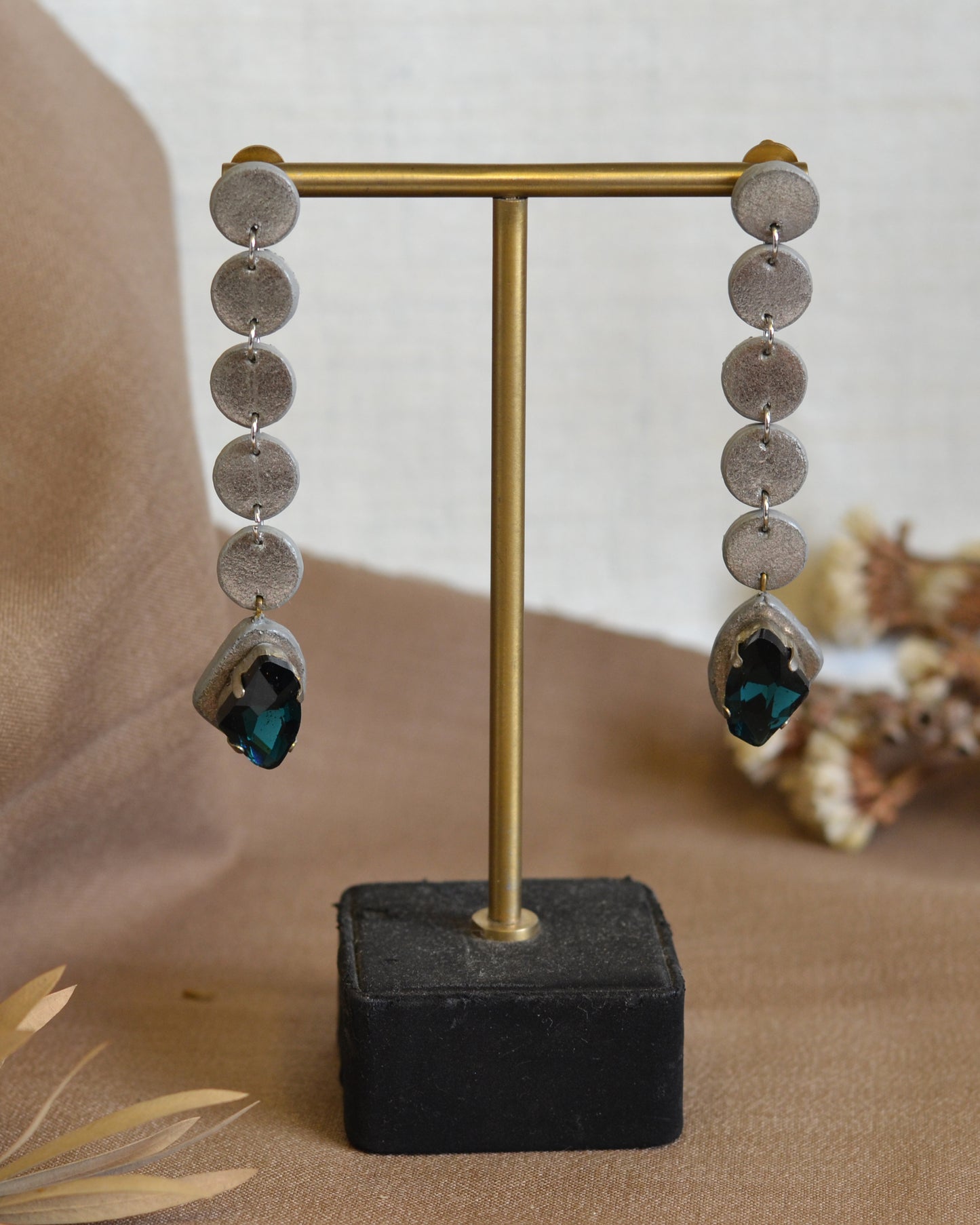 Chord Danglers with Stone - Silver