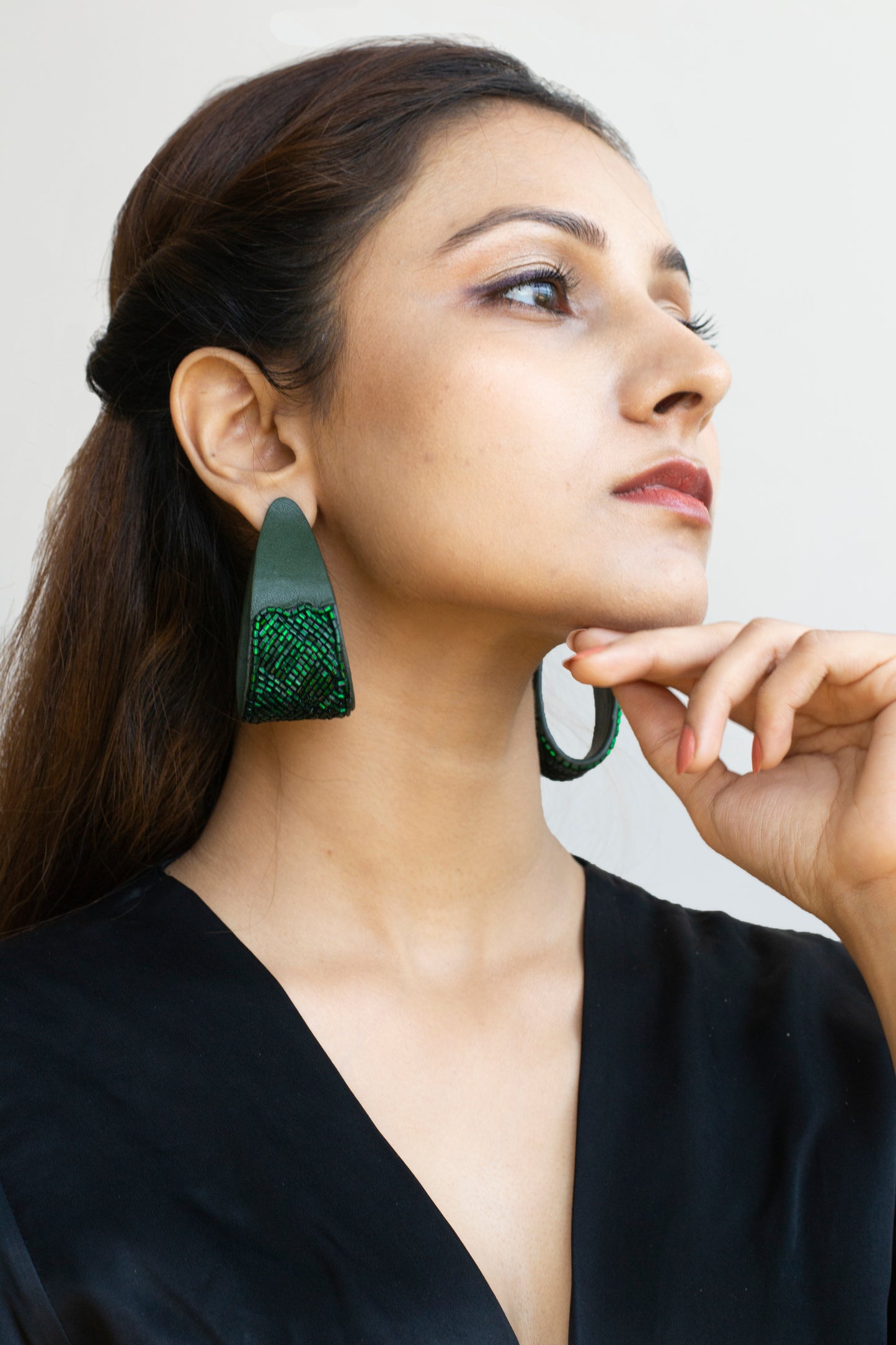 Emerald Embroidered Flat Hoops